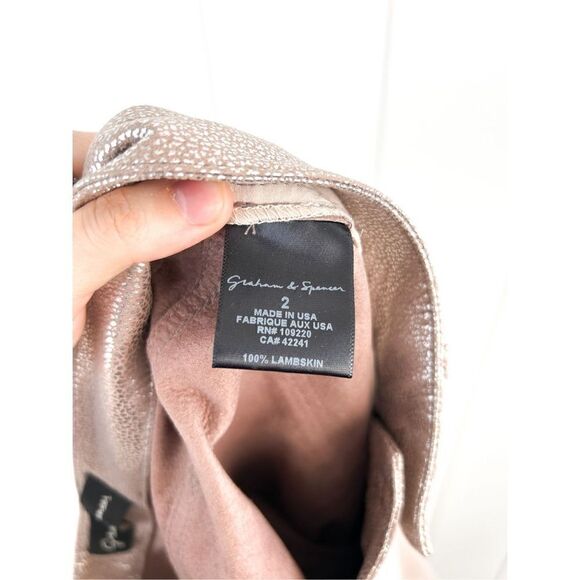 Graham‎ and Spencer Lambskin Leather Metallic Pants Champagne Size 2 - Picture 14 of 15